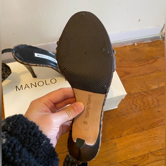 Manolo Blahnik slingback leopard print heels with ankle cuff! Size 35 - Picture 2 of 9